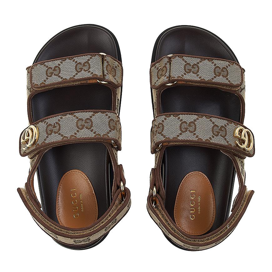 GUCCI Double G Canvas Sandals for Women 771575 G1730 9755