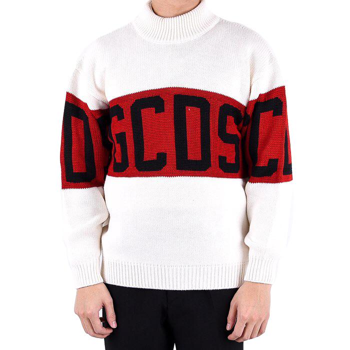 GCDS Men’s Colorblock Logo Wool Crewneck Sweater