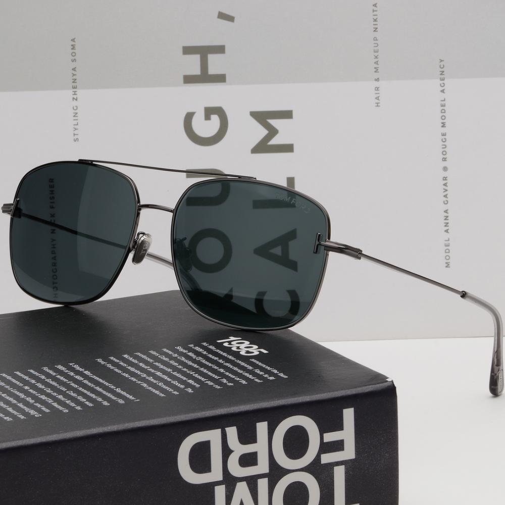 TOM FORD Metal Double Bridge Oversized Aviator Sunglasses Asian Fit TF1144K 08A