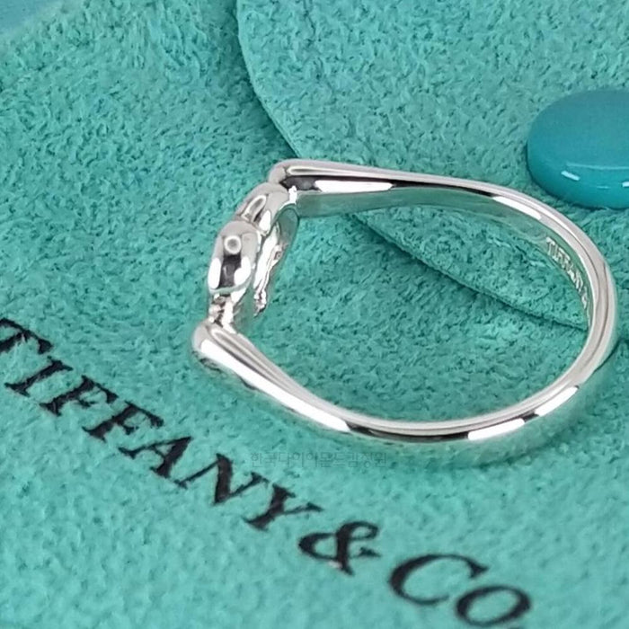 Tiffany & Co Open Heart Ring Sterling Silver 925 Adjustable Size