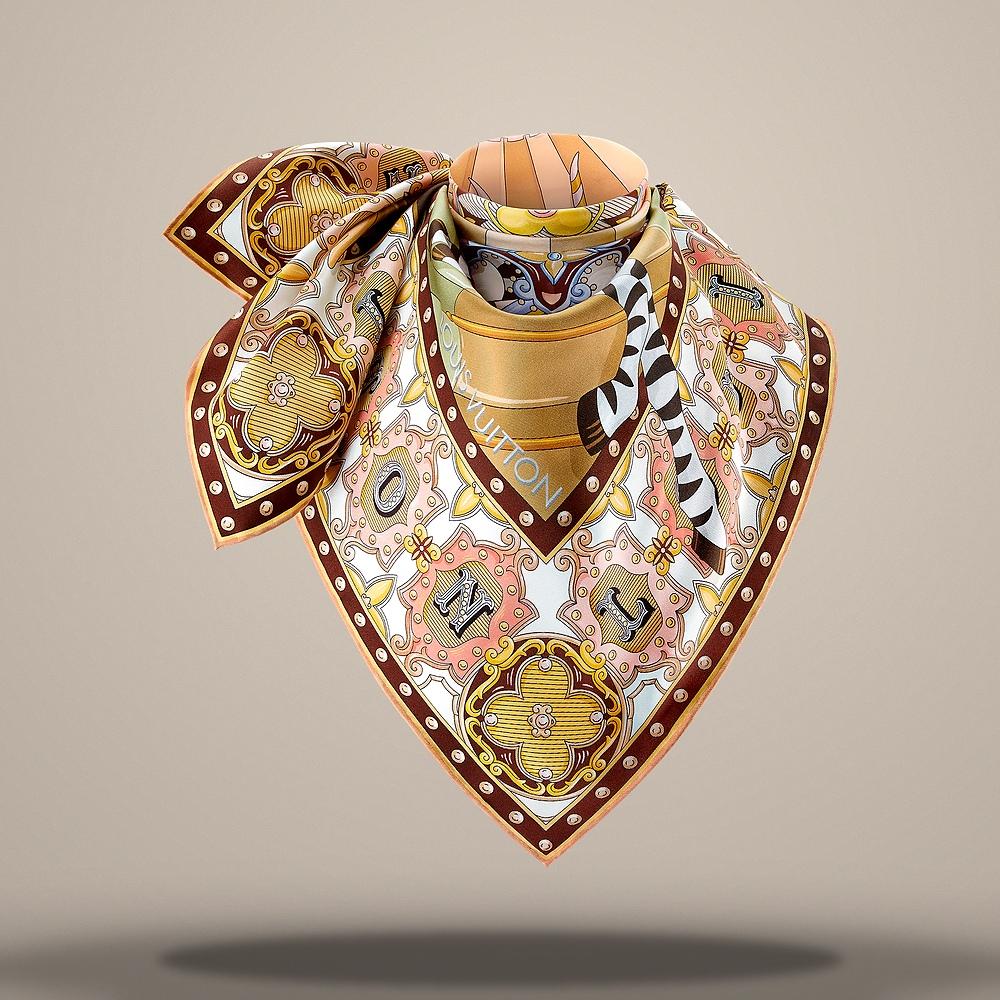 Louis Vuitton Carousel Square Scarf 90 Green M96974