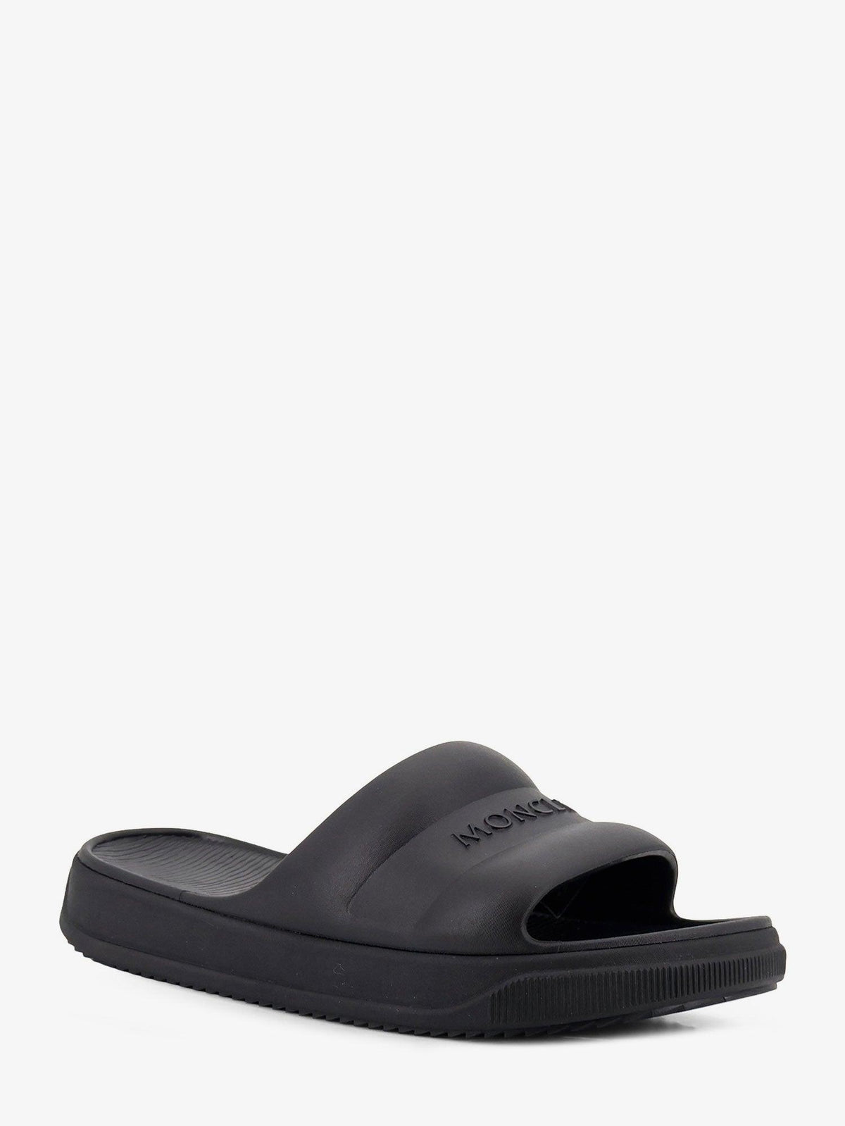 Moncler Black Leather Slide Sandals
