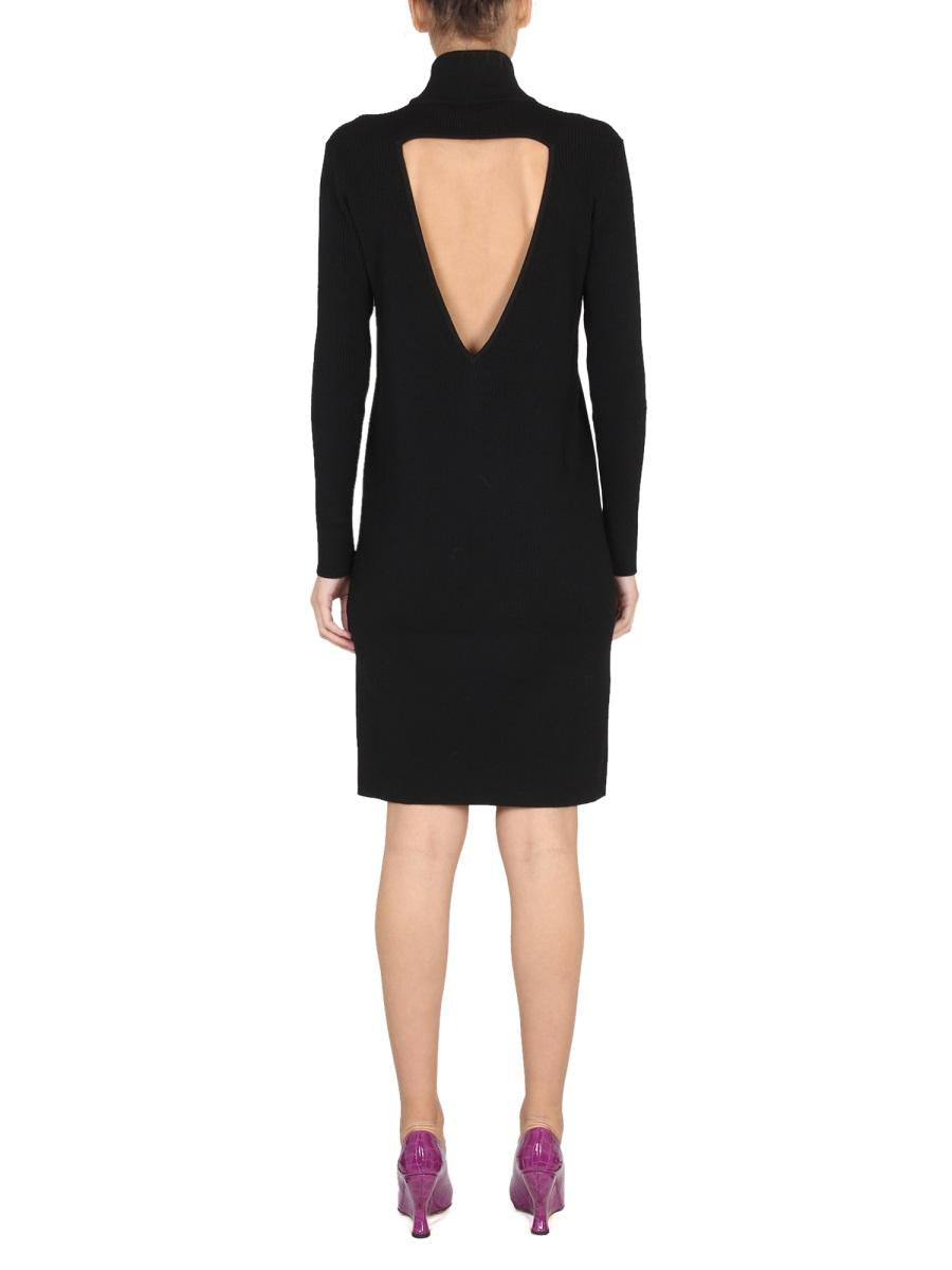 Bottega Veneta Black Long Sleeve Midi Dress