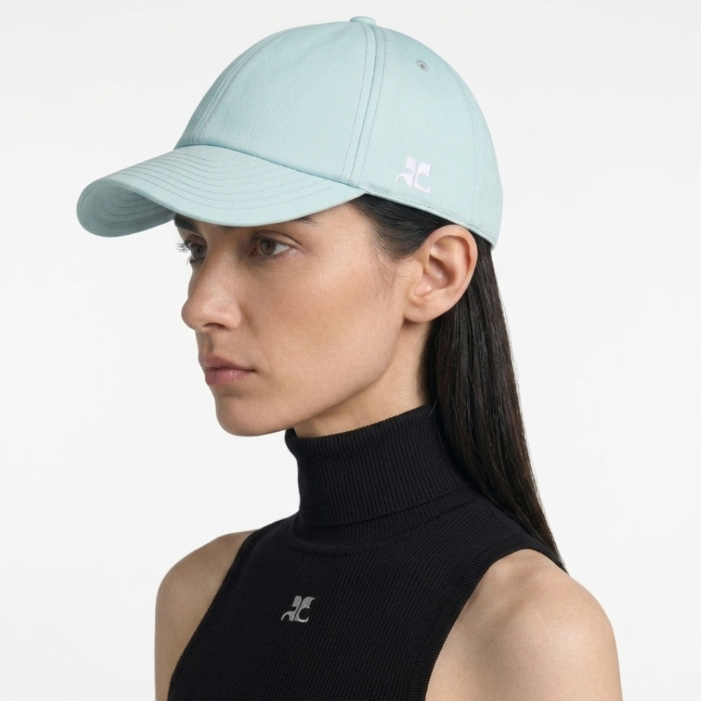 courreges Turquoise Cotton Signature Logo Baseball Cap W2AAX23221