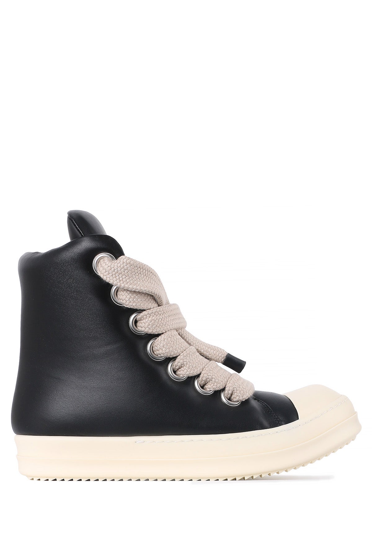 Rick Owens Black Milk Lambskin Jumbo Lace High-Top Sneakers RU01E5892 LLPPW2 911