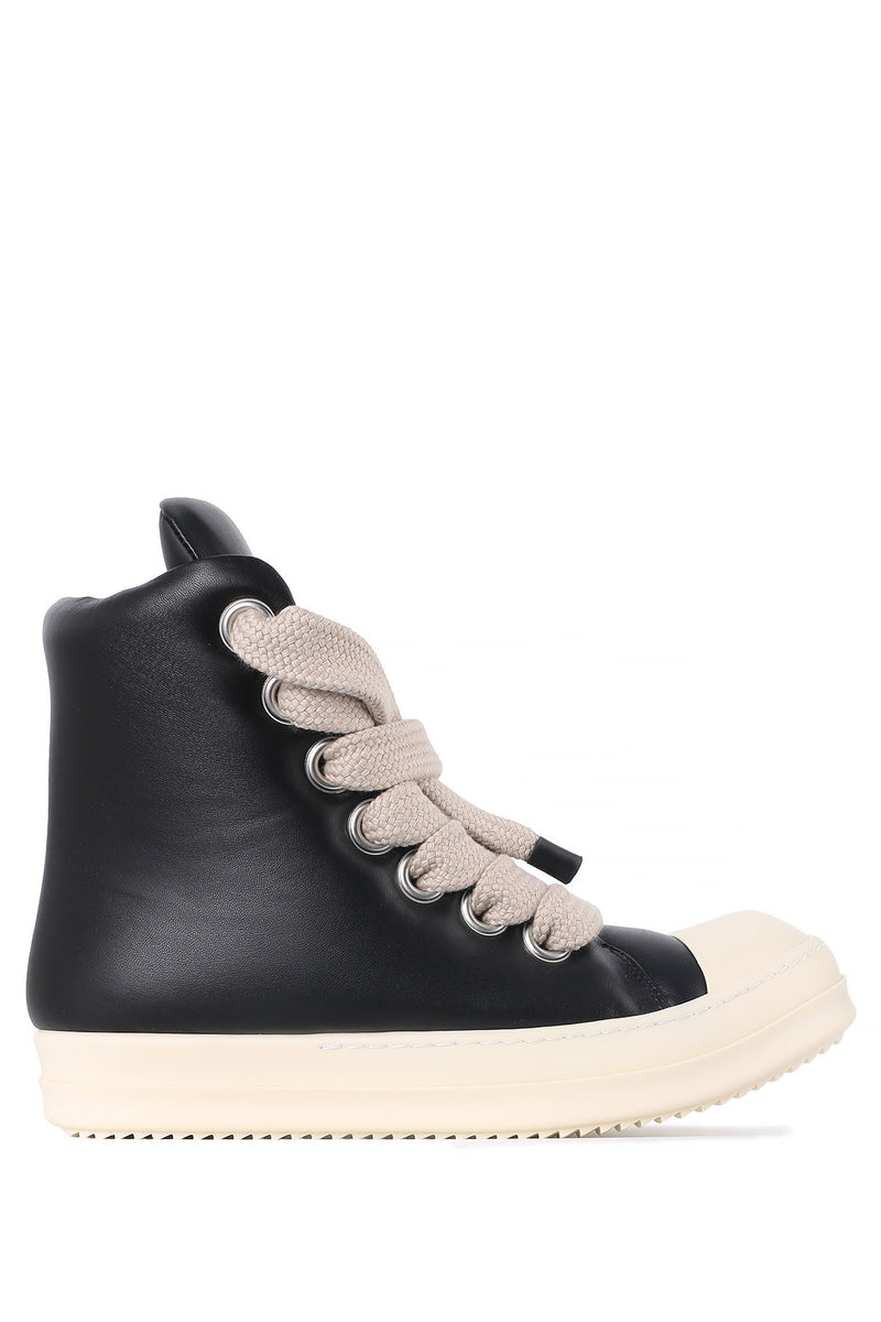 Rick Owens Black Milk Lambskin Jumbo Lace High-Top Sneakers RU01E5892 LLPPW2 911