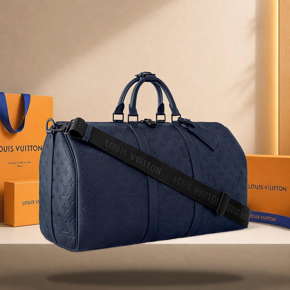 Louis Vuitton Keepall Bandouliere 50 Navy Blue Tote Bag M14840