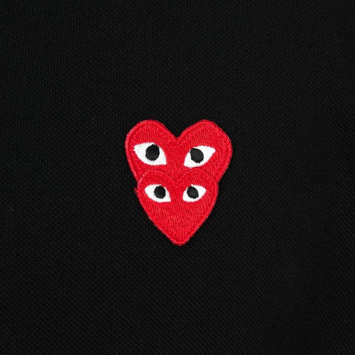 Comme des Garcons Double Heart Patch Polo Shirt Men Short Sleeve