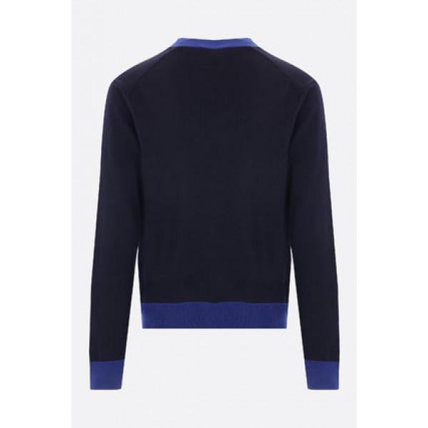 Maison Kitsune Bold Fox Head Patch Bicolor Cardigan Two-Tone NM00507 KT1036 P476