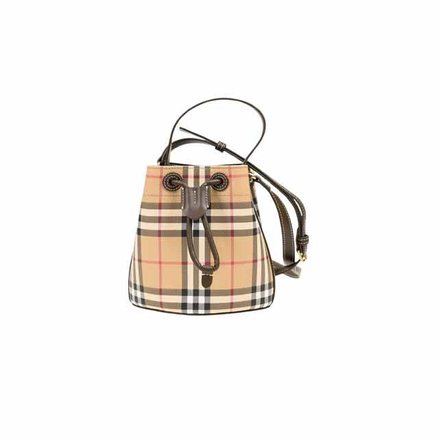 BURBERRY Vintage Check Mini Bucket Bag Archive Beige Women Tote