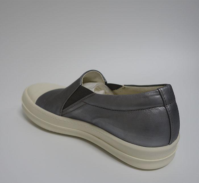 Rick Owens metallic gray slip-on sneakers