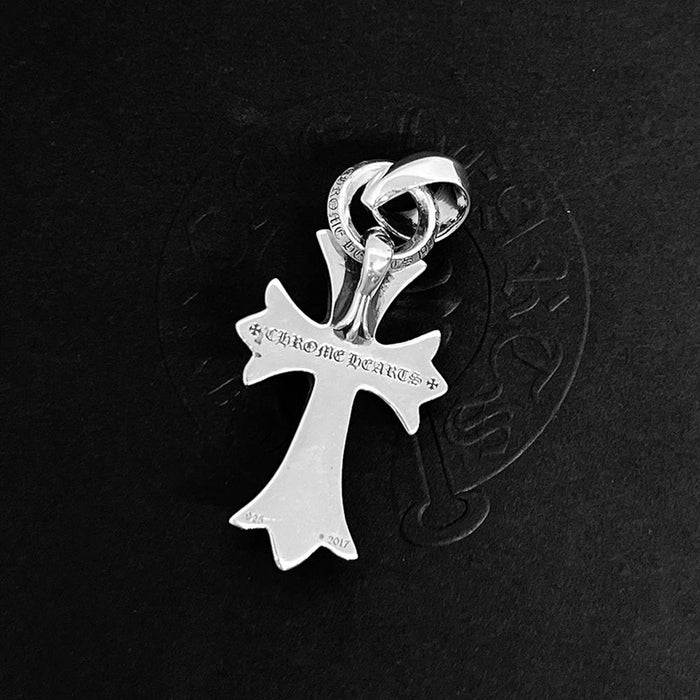 Chrome Hearts Silver CH Heart Cross Pendant Charm Necklace