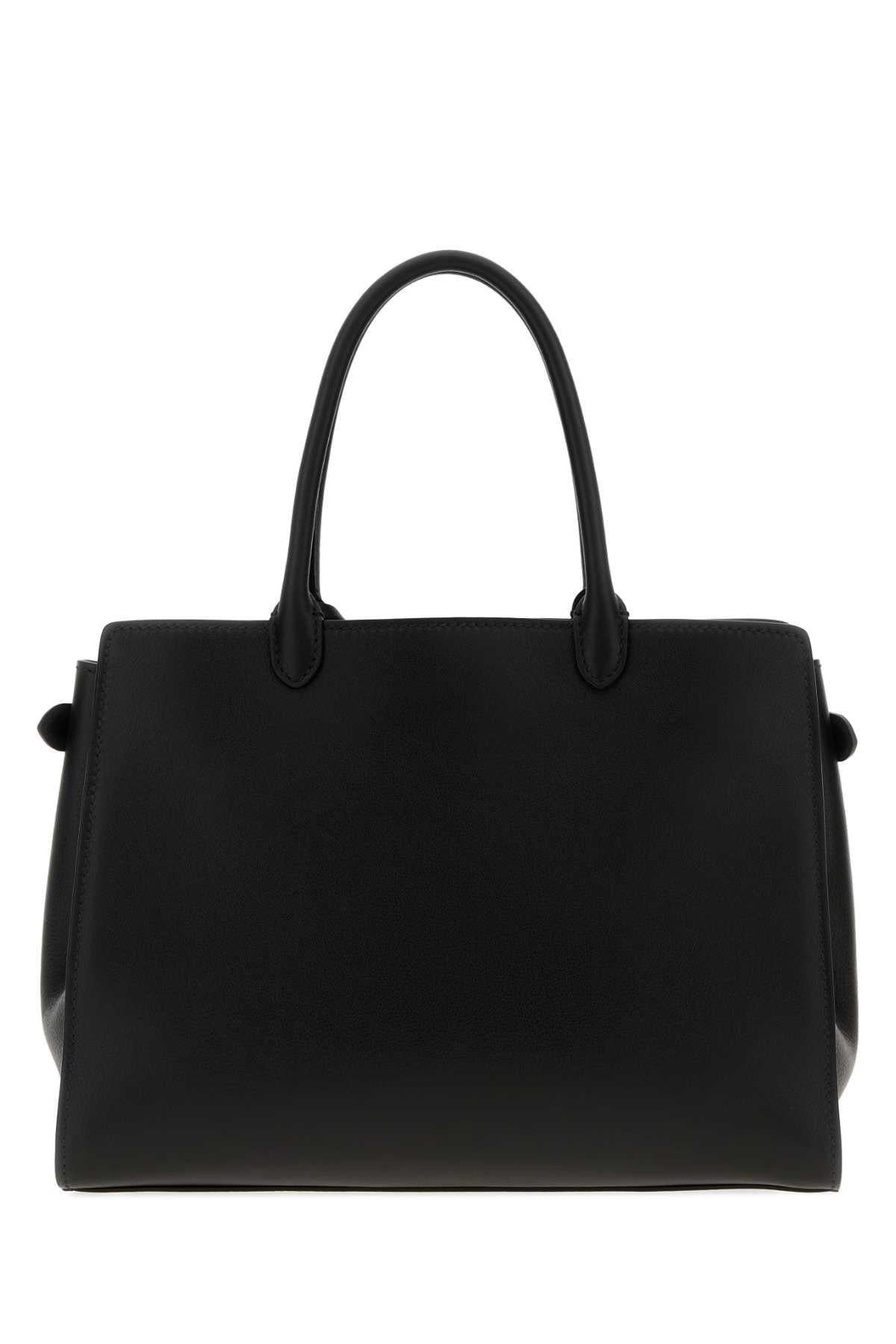PRADA Black Leather Structured Tote Bag