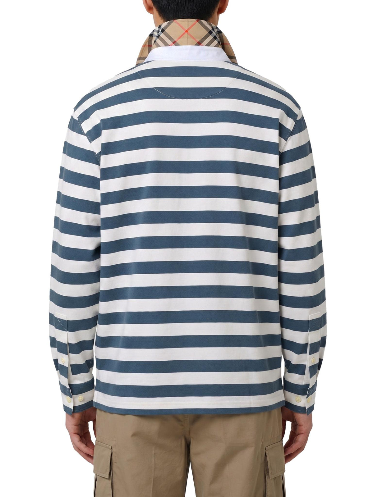 BURBERRY Long Sleeve Button-Down Shirt Men’s Cotton Navy