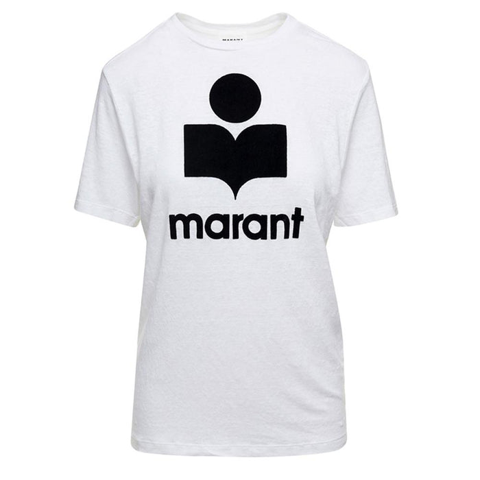 Isabel Marant Jewel Logo Linen T-Shirt White