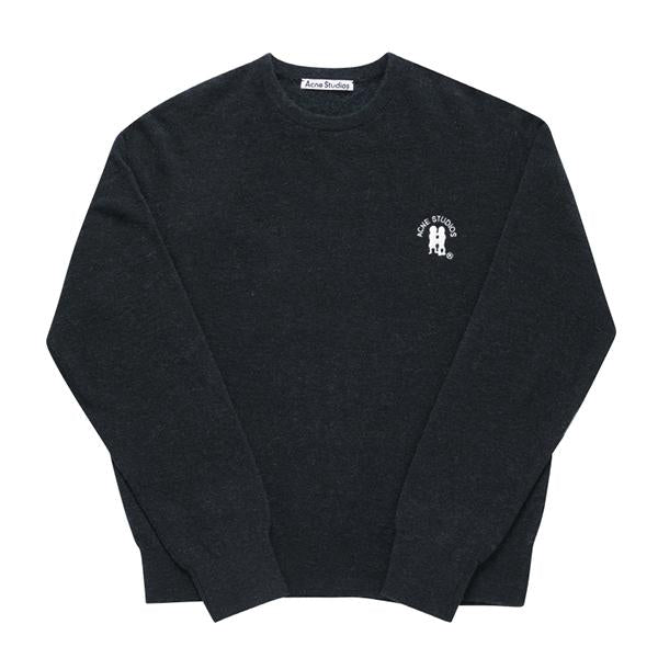 Acne Studios Men’s Melange Knit Sweater with Embroidere B60293 DARK NAVY MELANGE