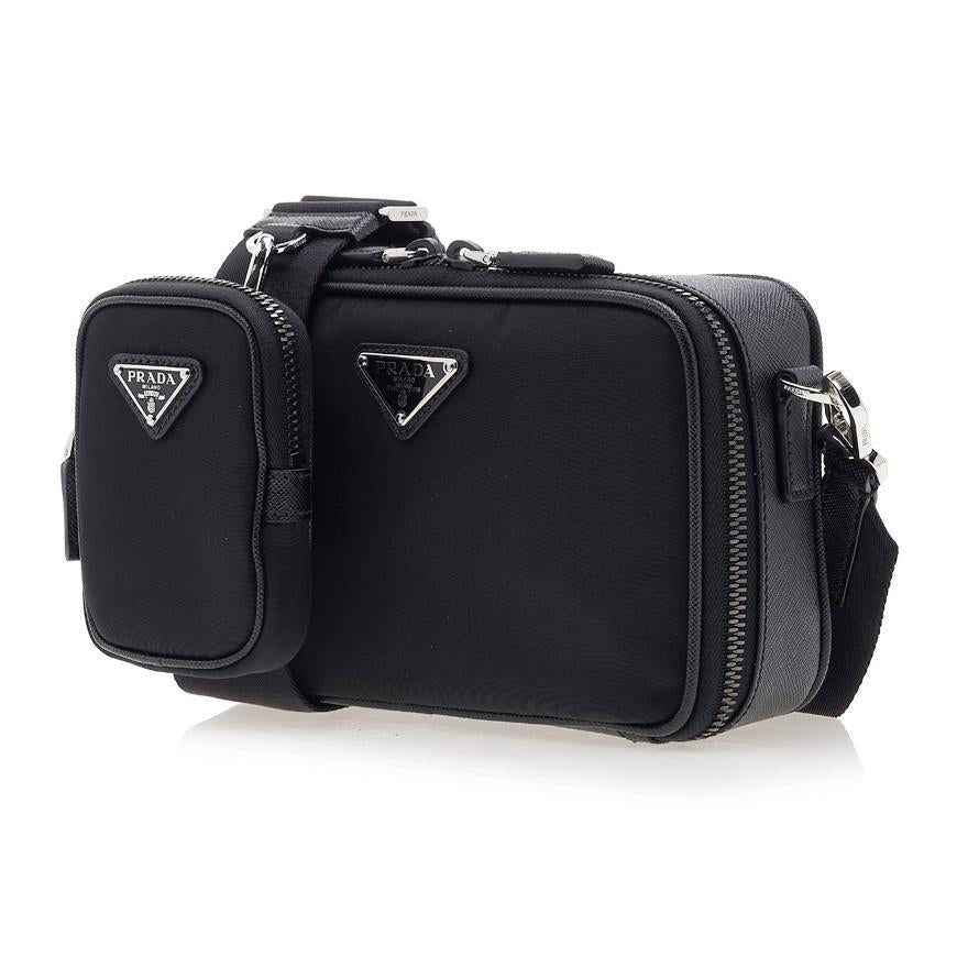 PRADA Men’s Saffiano Leather Crossbody Bag Black Crossbody
