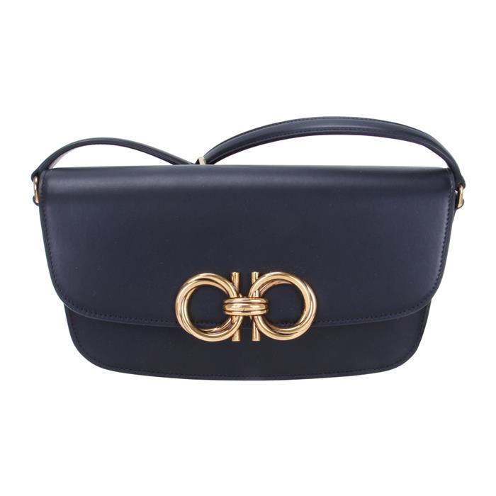 Ferragamo Trapezio Leather Crossbody Bag Black
