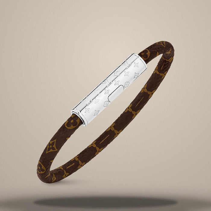 Louis Vuitton LV Confidential Bracelet Leather Silver-Tone Mens