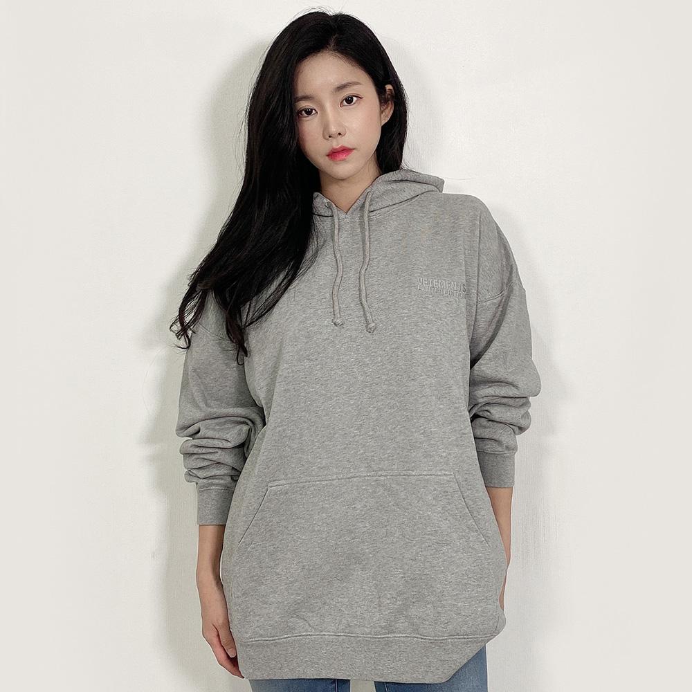 Vetements Gray Oversized Hoodie Embroidered Logo Women’s Hoodie UA53HD260G