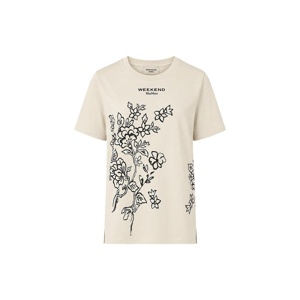 Max Mara Natural Flower Print Short Sleeve T-Shirt 262597 6041 003