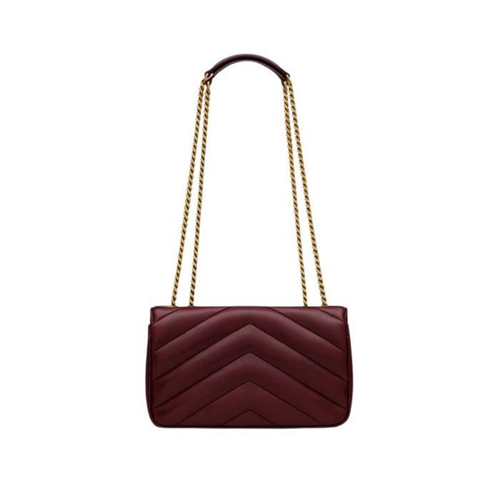 Saint Laurent Rouge Cabernet Leather Shoulder Bag 801437 AAEAX 6197