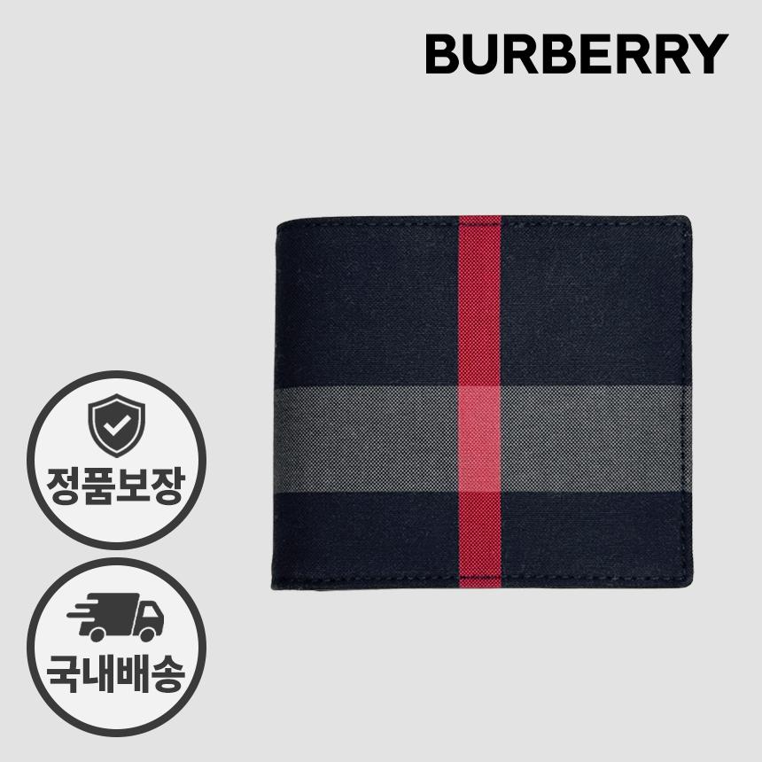 BURBERRY Canvas Check Bifold Wallet Navy Men’s
