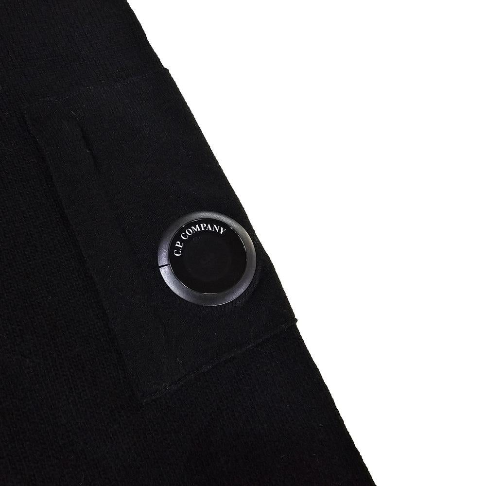 CP Company Black Lambswool Lens Crewneck Sweater Knit
