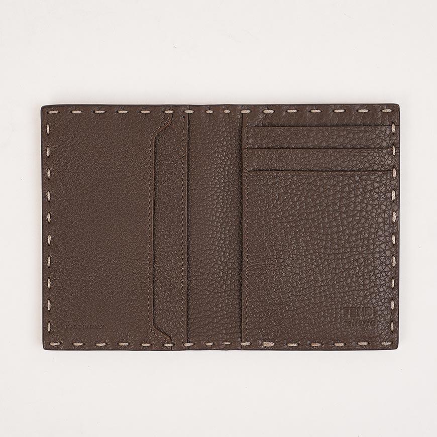 FENDI Men’s Selleria Leather Cardholder Wallet Navy