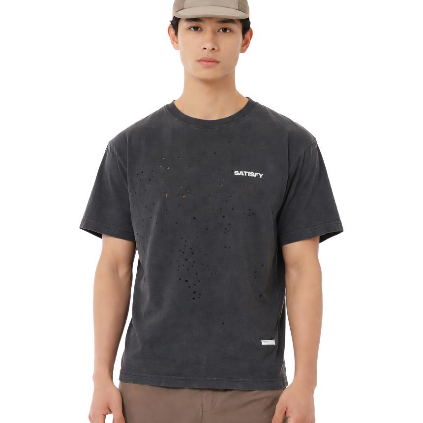 SATISFY Aged Black Moss Check Short Sleeve T-Shirt 11006 AB SAB 00A02