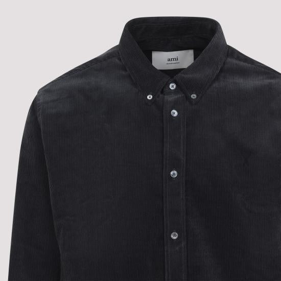 AMI Long-Sleeve Shirt for Men HSH797CO0089020 ANTHRACITE DOM