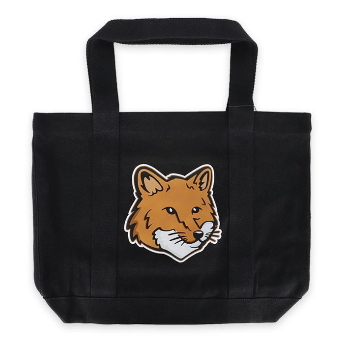 Maison Kitsune Unisex Fox Head Black Canvas Tote Bag