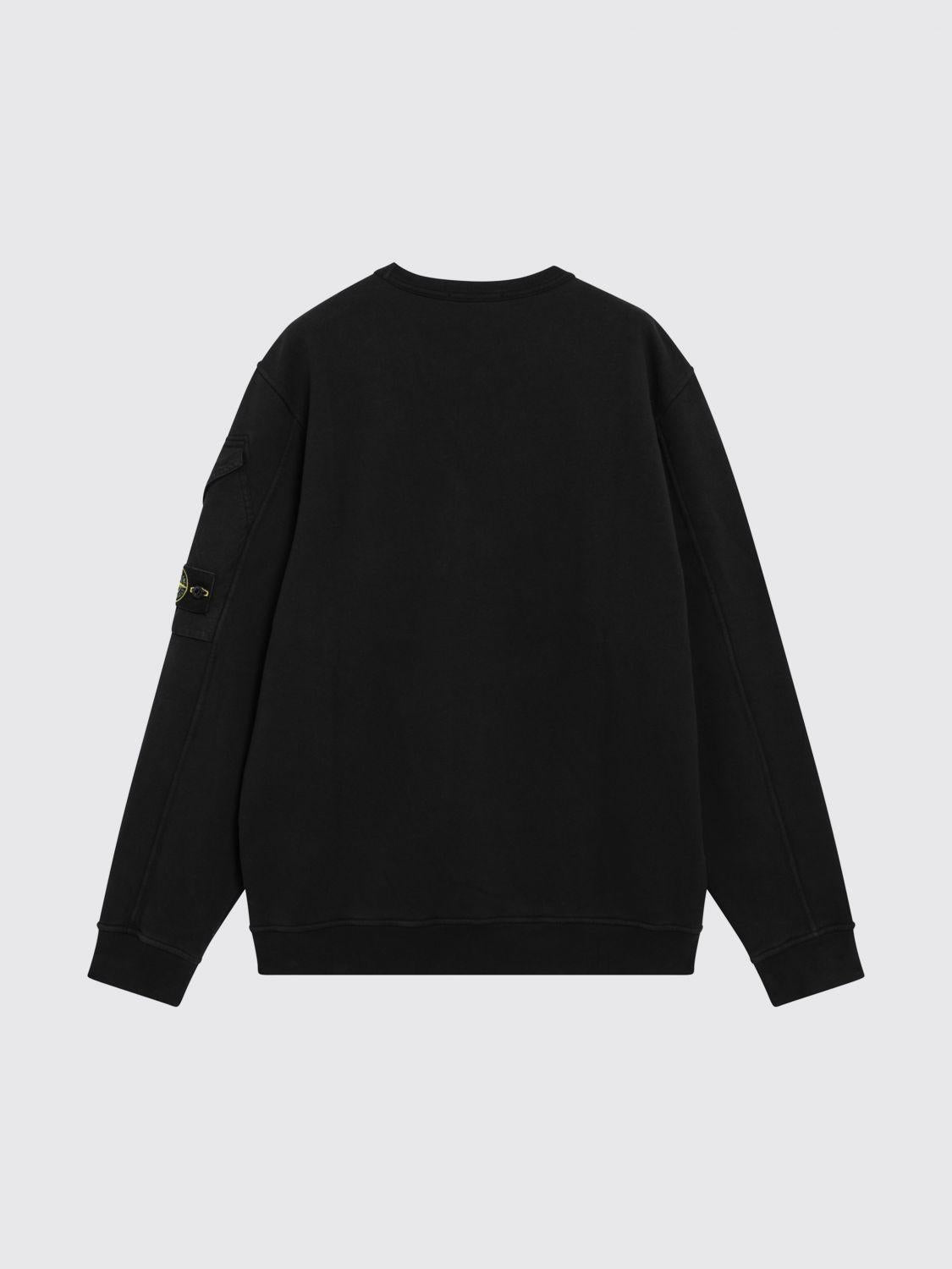 STONE ISLAND Black Cotton Pullover Sweatshirt for Men