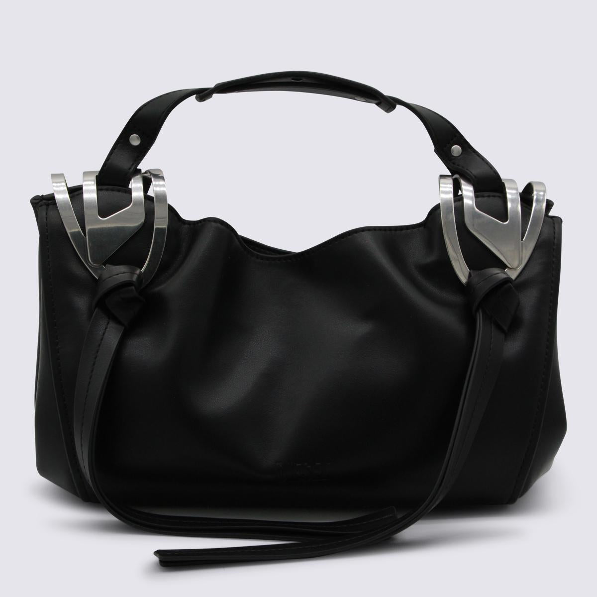 DIESEL Black Leather Shoulder Tote Bag