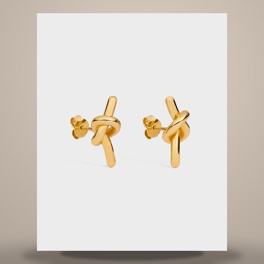 CELINE Triomphe Hoop Enamel Gold Finish Brass Earrings Gold Ivory 461NK6BRE 01GI