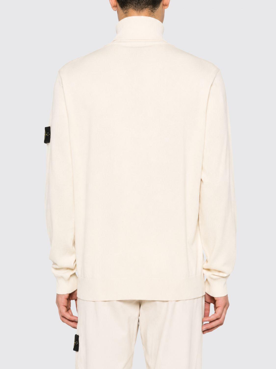 STONE ISLAND Beige Wool Turtleneck Knit Sweater for Men