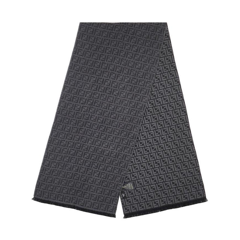FENDI Men FF Logo Wool Scarf Navy/Blue