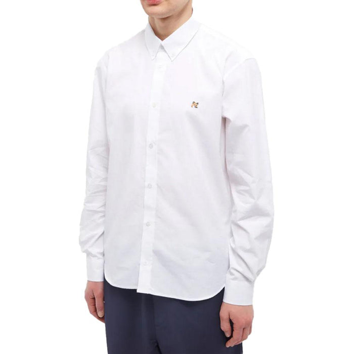 Maison Kitsune Classic Fox Head Long Sleeve Shirt White Men