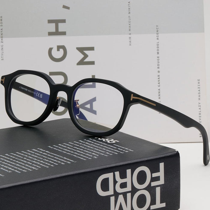 TOM FORD Matte Black Round Blue Light Blocking Eyeglasses Asian Fit TF6007DB 002