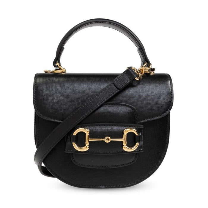 GUCCI Horsebit 1955 Mini Tote Bag Black Leather Shoulder Bag
