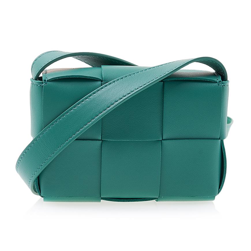 Bottega Veneta Mini Cassette Leather Crossbody Bag Green