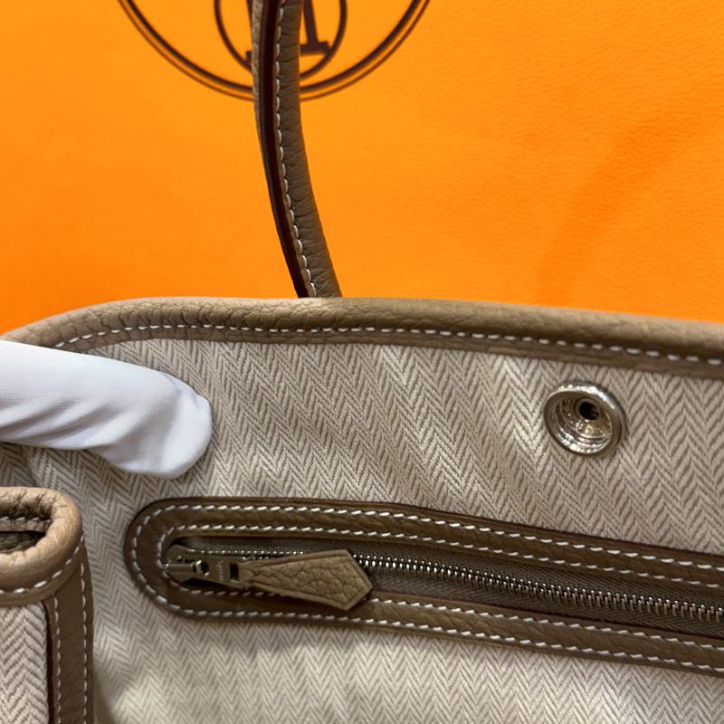 HERMES Garden Party 30 Negonda Tote Bag Etoupe Palladium Hardware