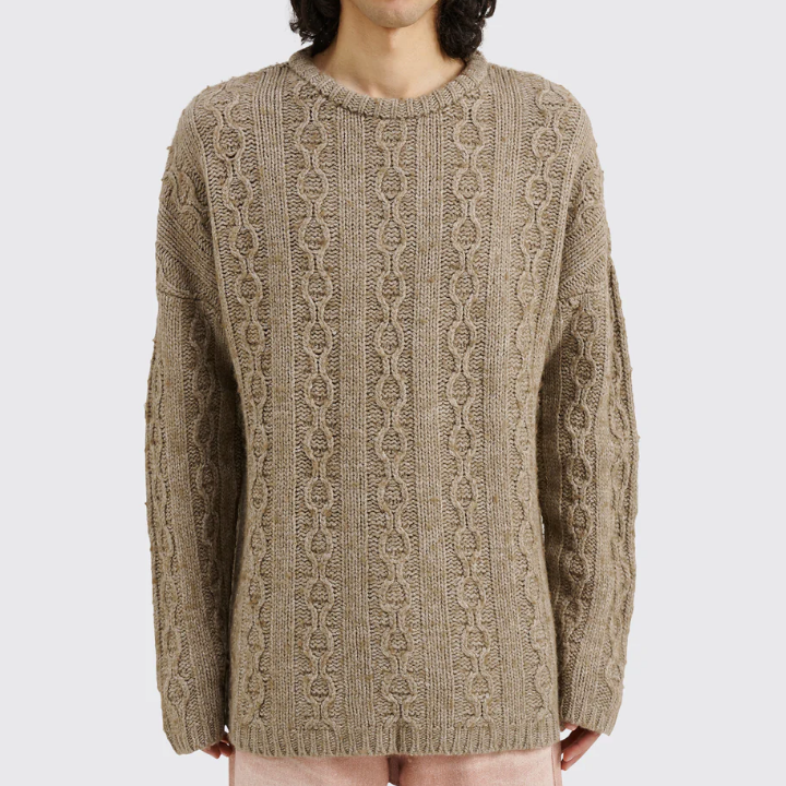OUR LEGACY Beige Popover Crewneck Knit Sweater Men