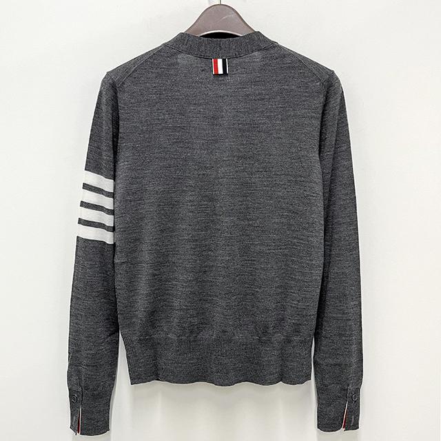THOM BROWNE 4-Bar Armband Merino Wool Cardigan Gray Women