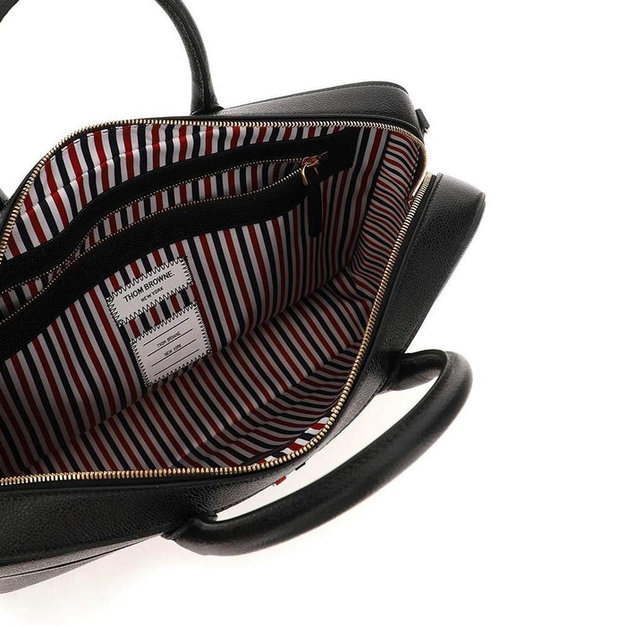 THOM BROWNE Black Leather Business Briefcase Laptop Bag MAG410A 00198 001
