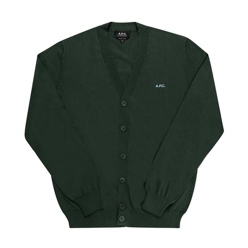 A.P.C. Military Khaki Knit Cardigan for Men