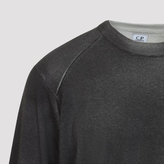 CP Company Black Round Neck Knit Sweater for Men