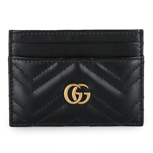 GUCCI GG Marmont Leather Card Case Wallet Black