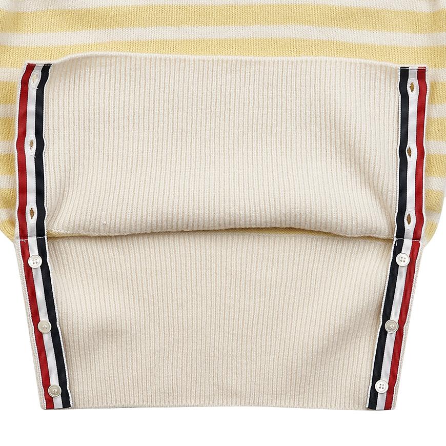 THOM BROWNE Women’s Stripe Jersey Stitch Short Sleeve Crewneck Knit