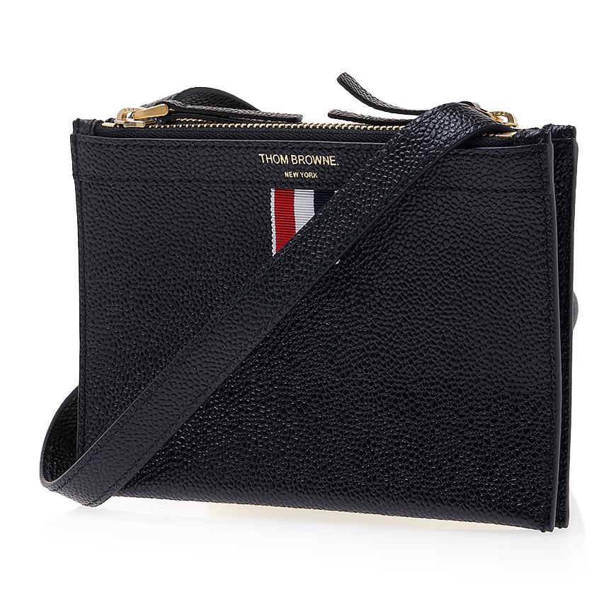 THOM BROWNE Pebble Leather Mini Crossbody Bag Black Men